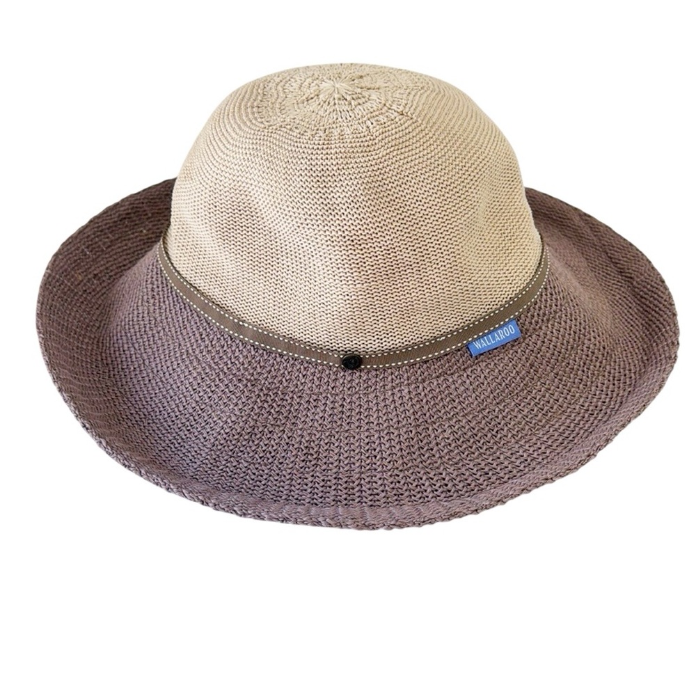 WALLAROO Victoria Two-Toned Poly Straw Hat Packable One Size